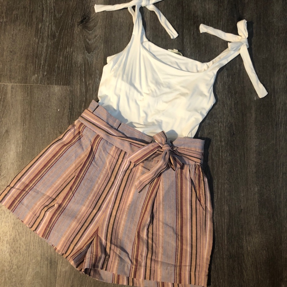 Pink Lily Paperbag Shorts by Vine & Love